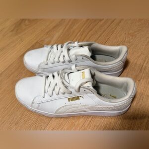 Puma White Sneakers with Gold Details